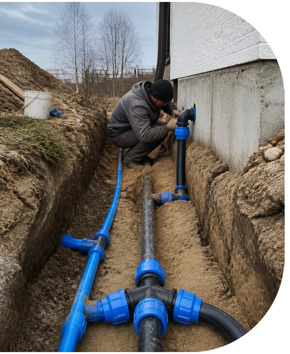 Монтаж наружного водопровода на участке под ключ в Сальске